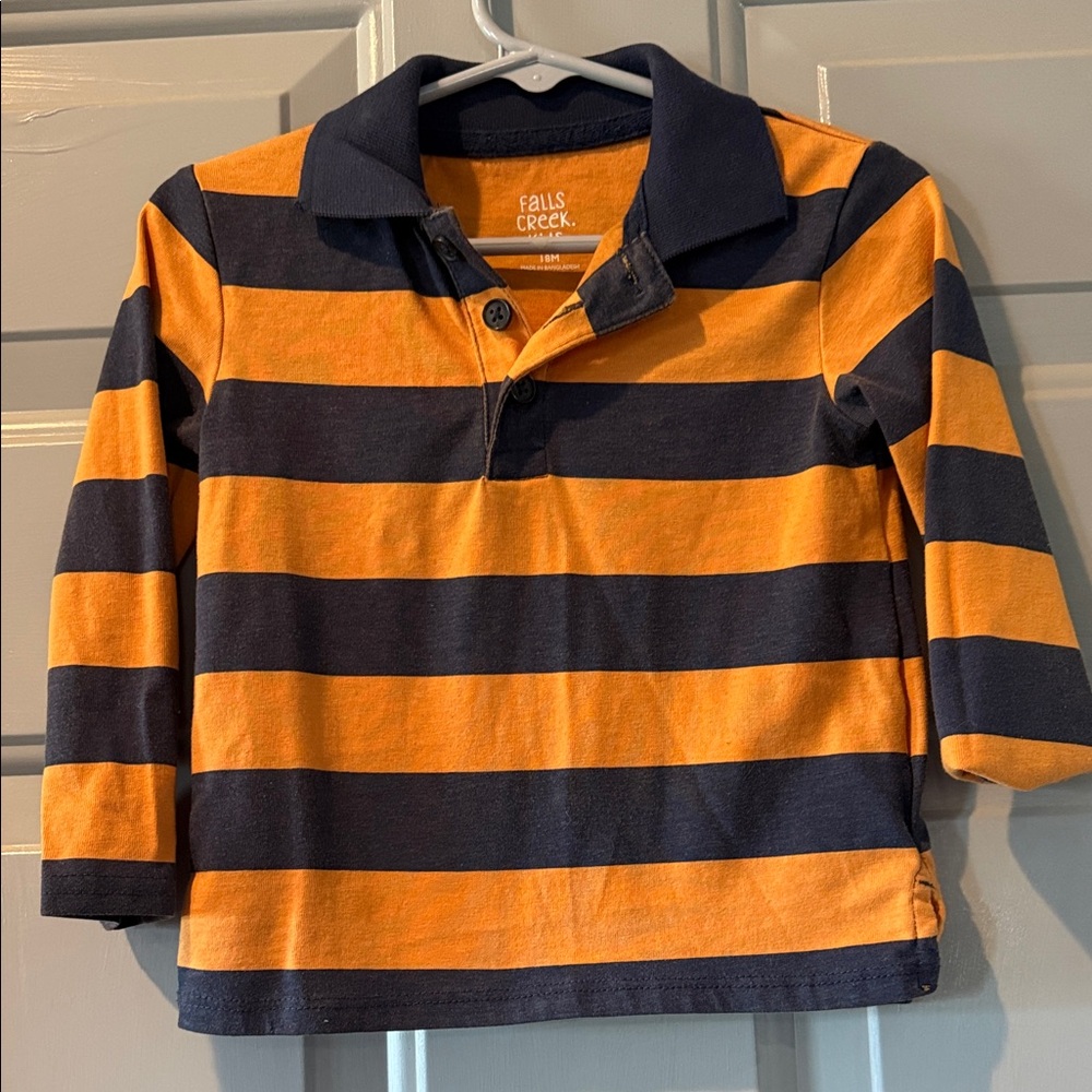Falls Creek Kids Polo with Orange and Navy Stripes